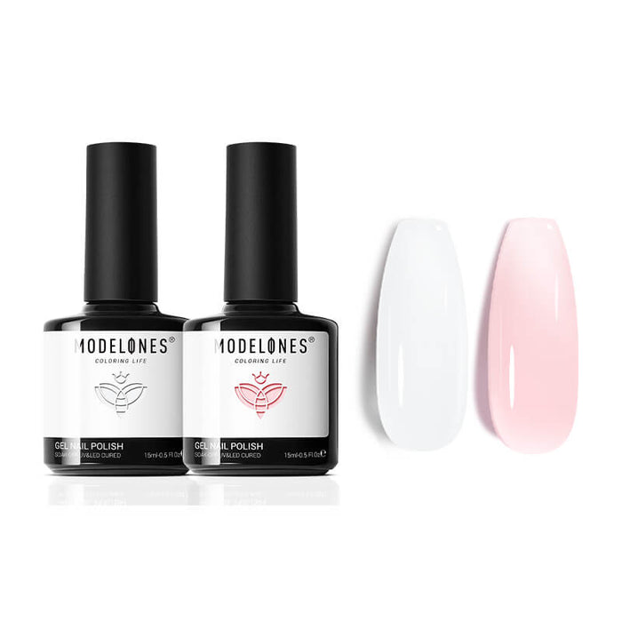 Classic French - 2 Colors Gel Nail Polish Duo 15ml Gel Polish Set MODELONES #