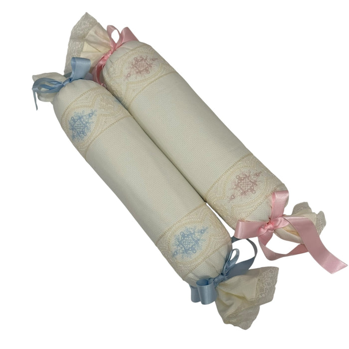 Clotilde Ivory Pillow Roll (Blue or Pink)
