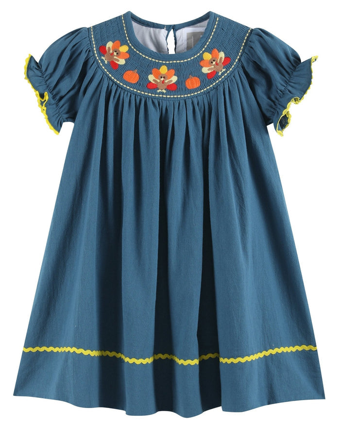 Cobalt Blue Turkey Bishop Dress - Lil Cactus