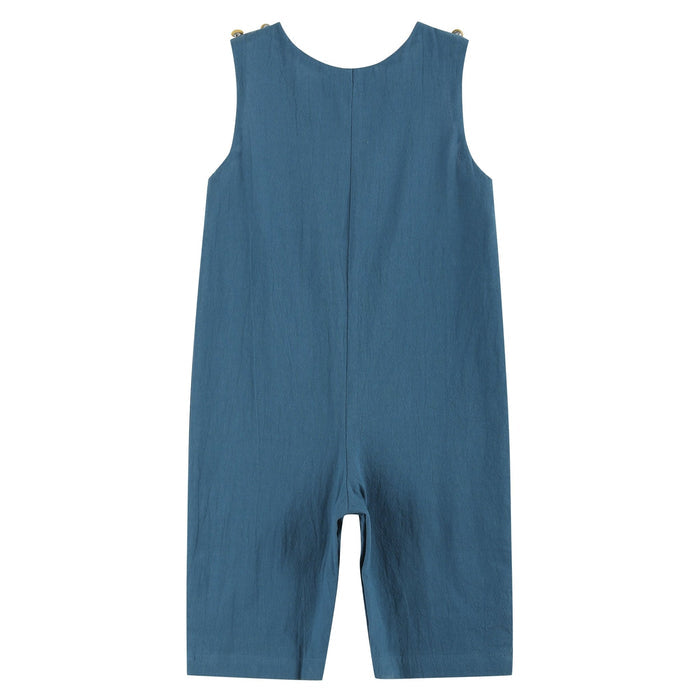 Cobalt Blue Turkey Smocked Overalls - Lil Cactus