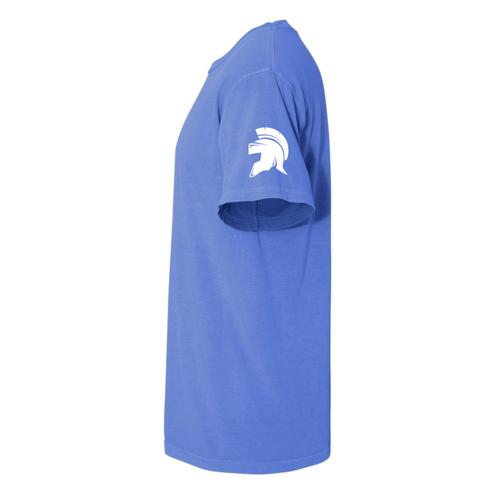 Comfort Colors Flo Blue Grunge Football Mom Tee 1717