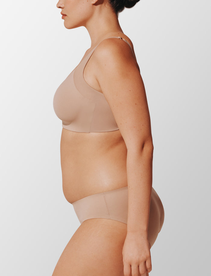ComfortStretch Smoothing Wireless Bra, Taupe - Thirdlove - Nylon/Spandex,modelDDD