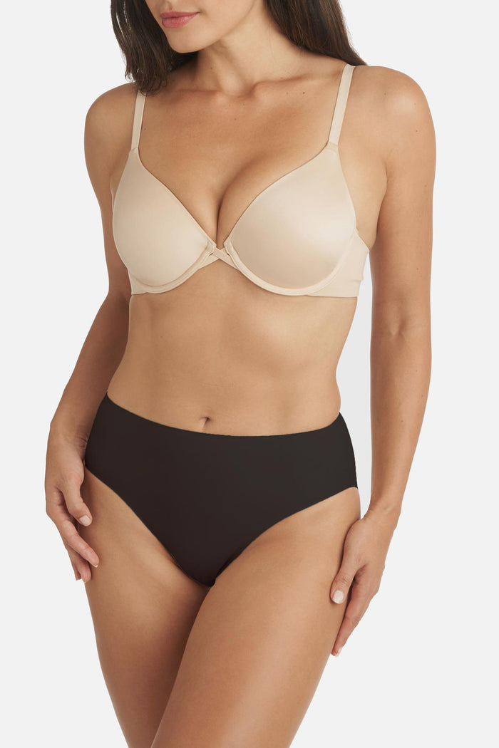 Woman wearing a black colored shaping panty