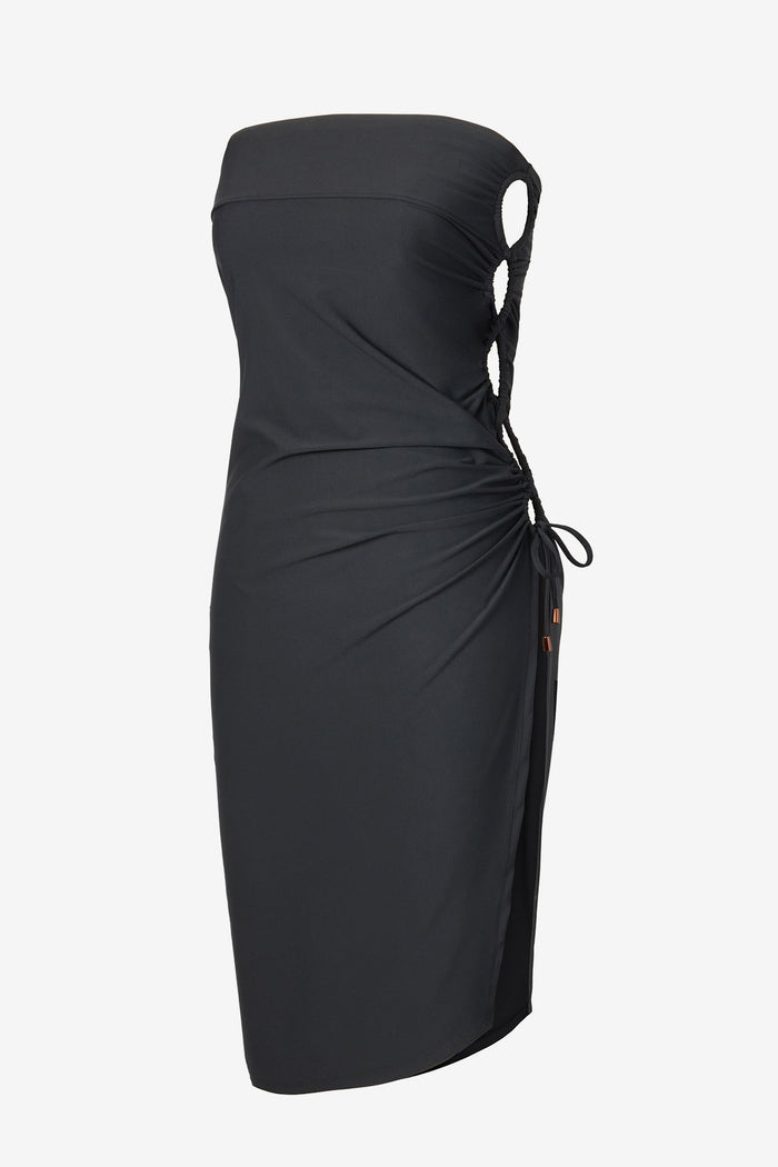 Black swim cover up with a large side slit