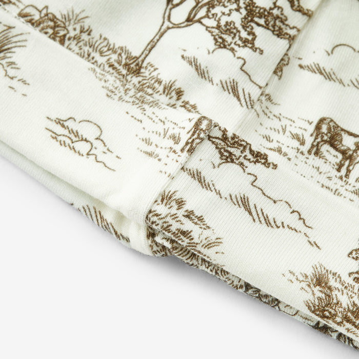 Country Toile Luxe Stretch Newborn Gown & Hat Set - Babies in Bloom