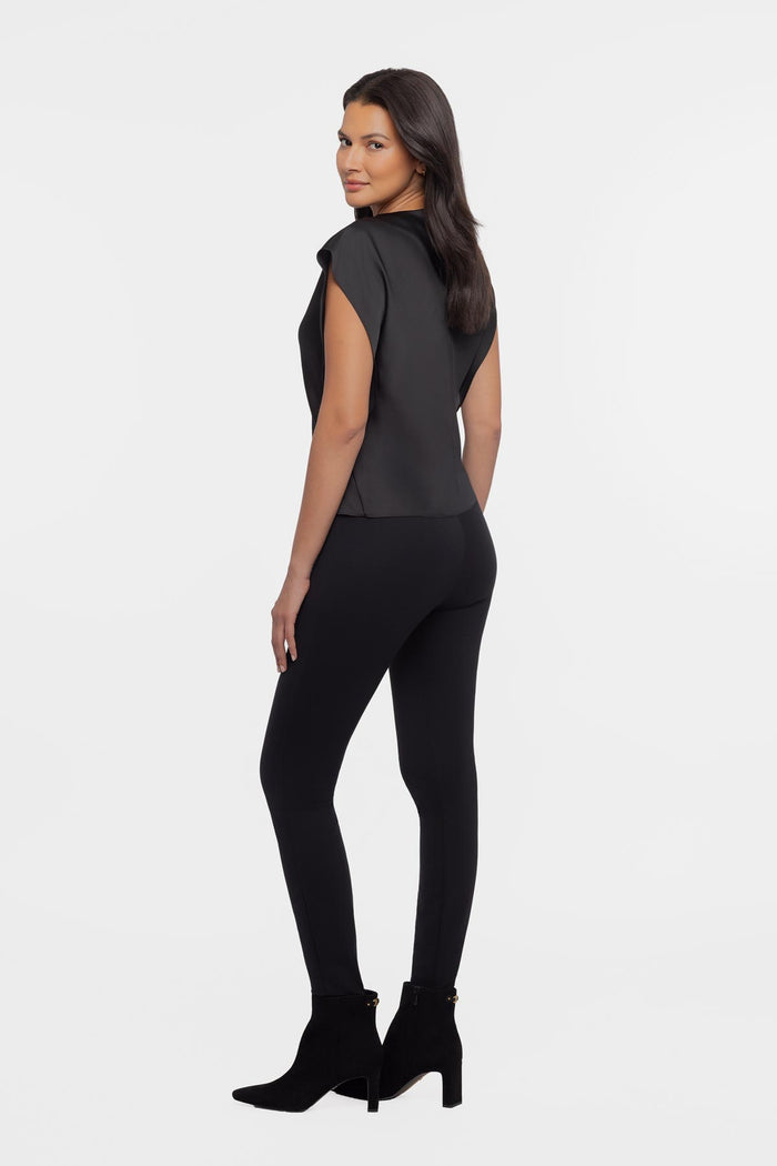 Cowlneck Charmeuse Blouse In Black