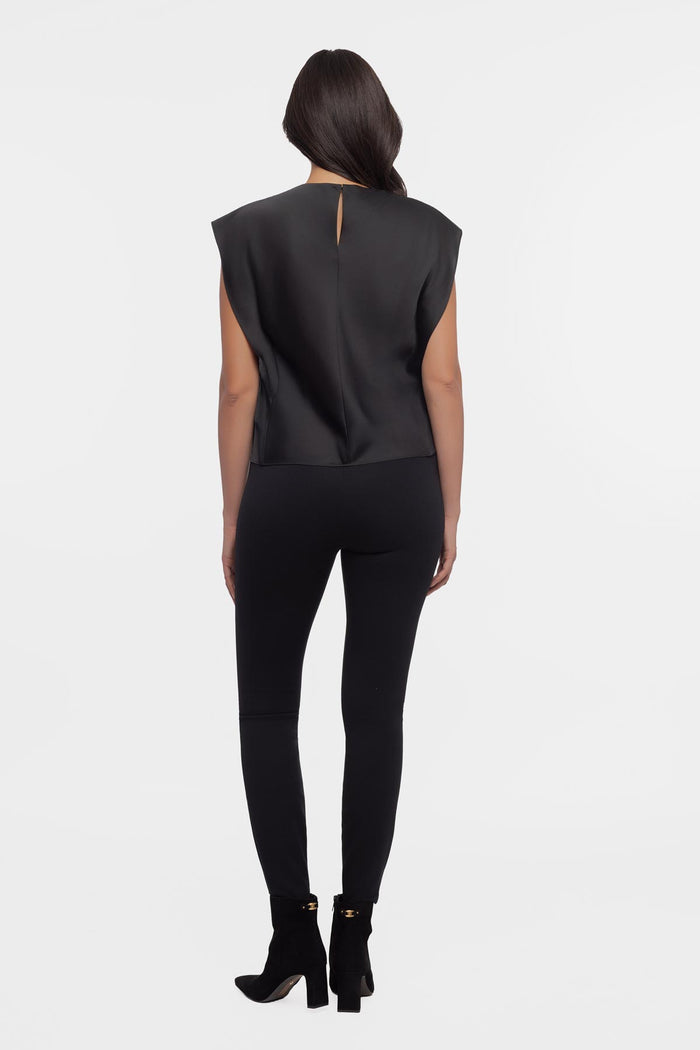 Cowlneck Charmeuse Blouse In Black