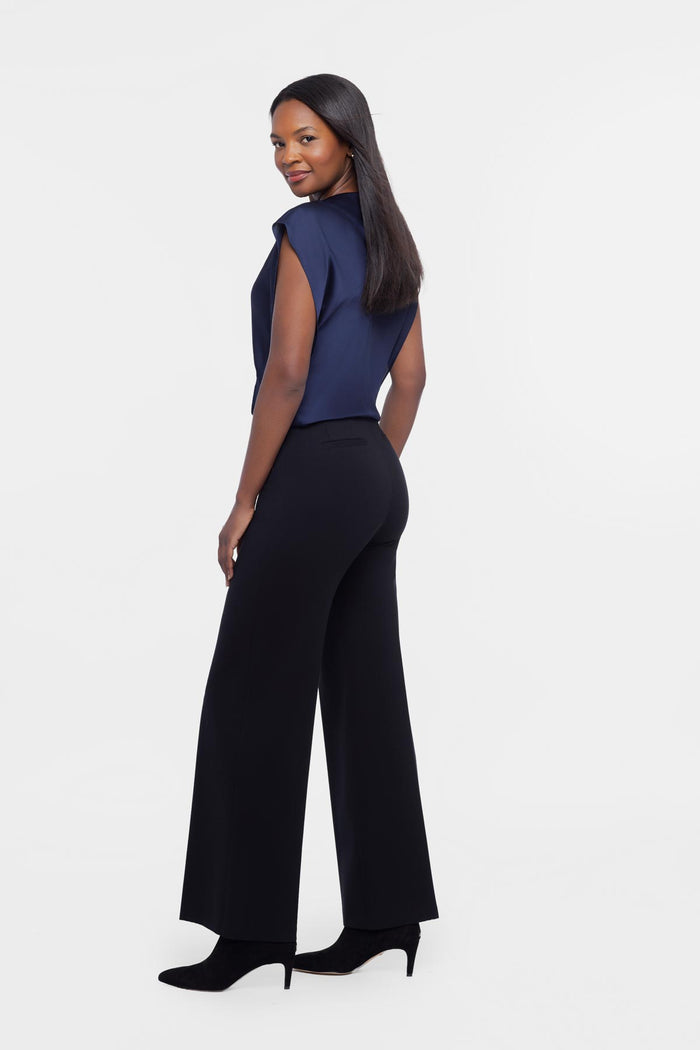 Cowlneck Charmeuse Blouse In Navy