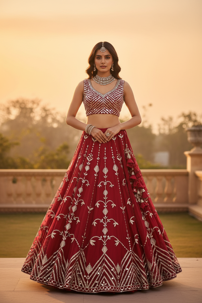 Crimson Lehenga Set