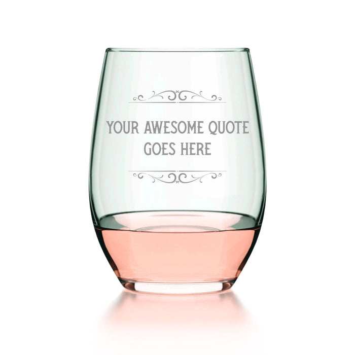 Customizable Stemless Wine Glasses with Optional Borders