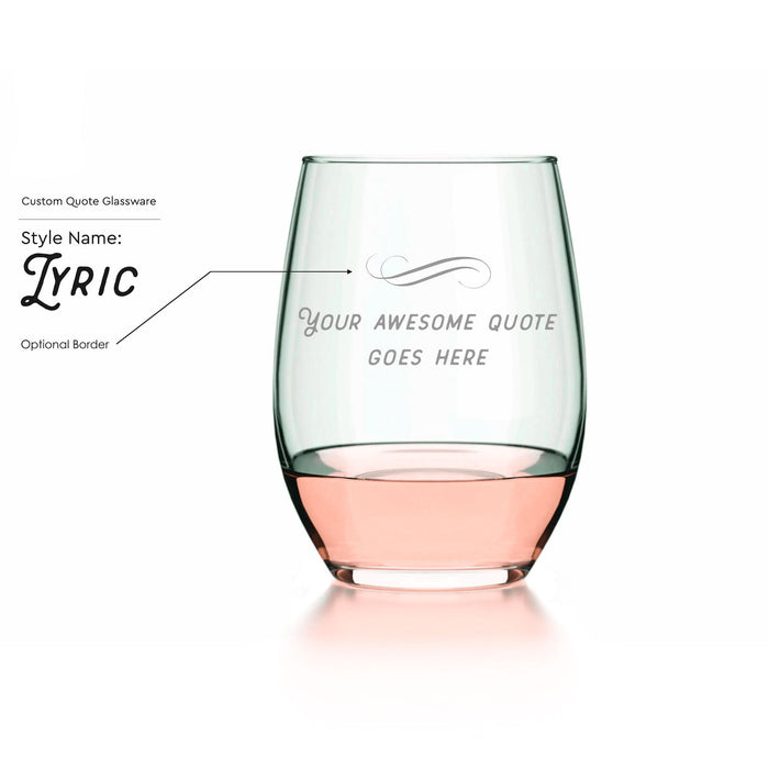 Customizable Stemless Wine Glasses with Optional Borders