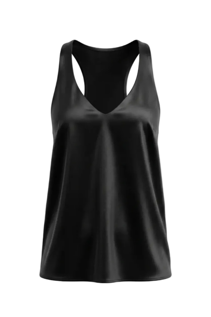 Cymothoe Singnatures black satin tank top