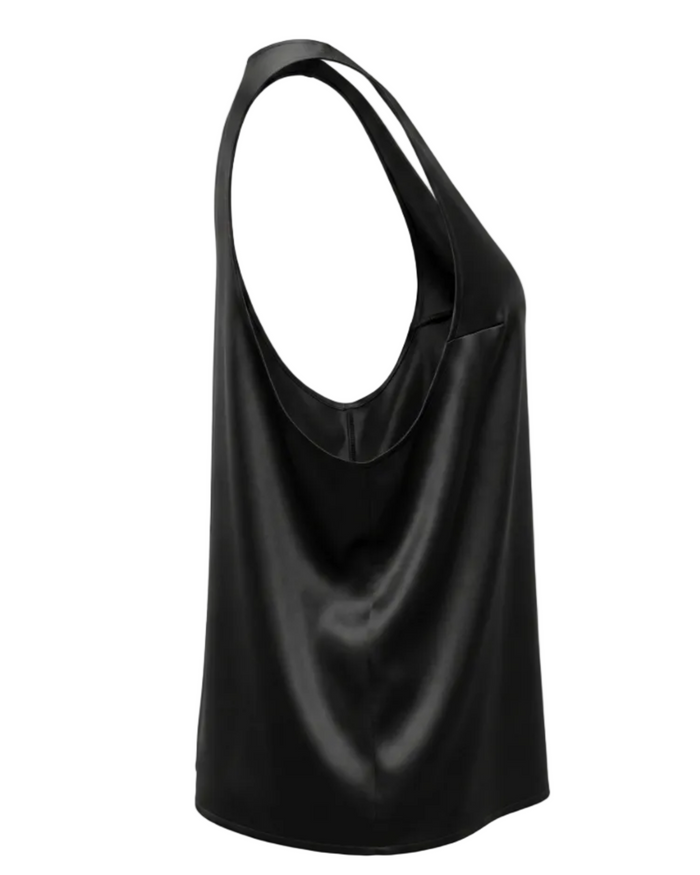 Cymothoe Singnatures black satin tank top