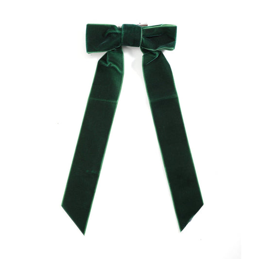 Dark Green Long Tails Hair Bow - Lil Cactus