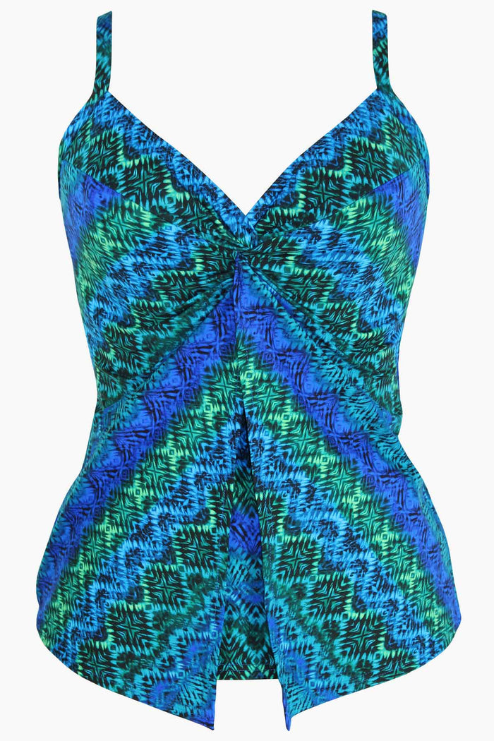 DD-Cup Love Knot Tankini Top in Ocean Ombre