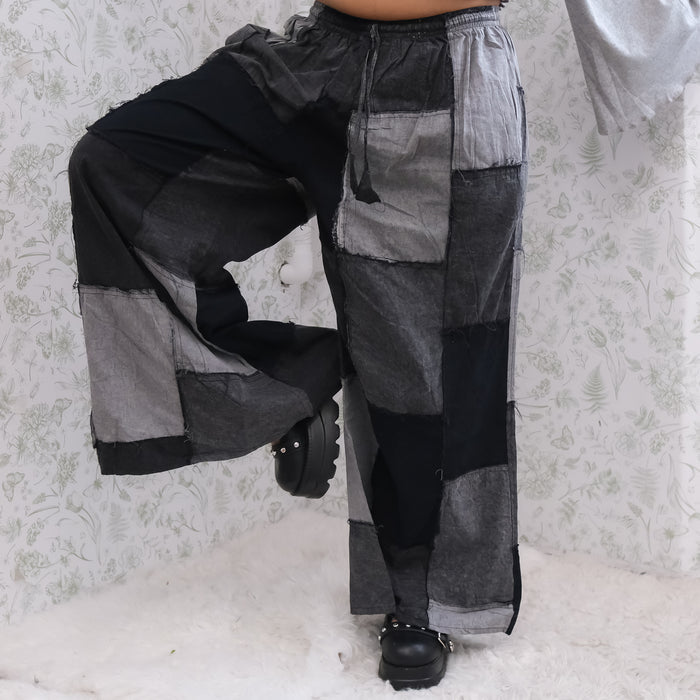 Denim Look  Patchwork Wide Leg Palazzo Pants