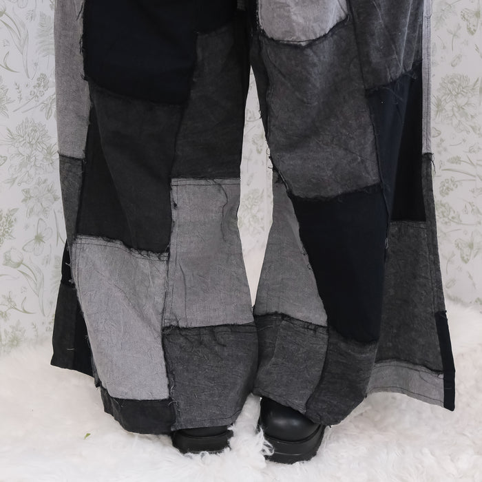Denim Look  Patchwork Wide Leg Palazzo Pants