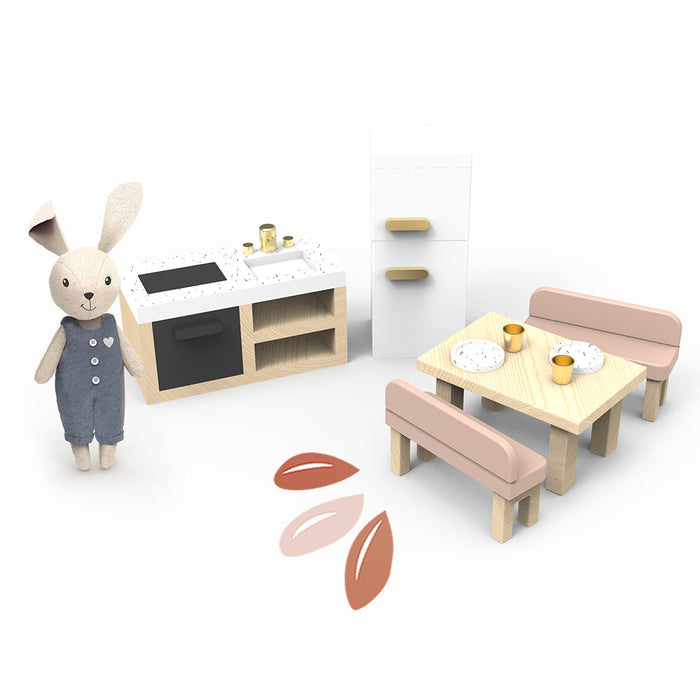 Doll House Kitchen set w/4 chairs incl. 1 character - Babies in Bloom
