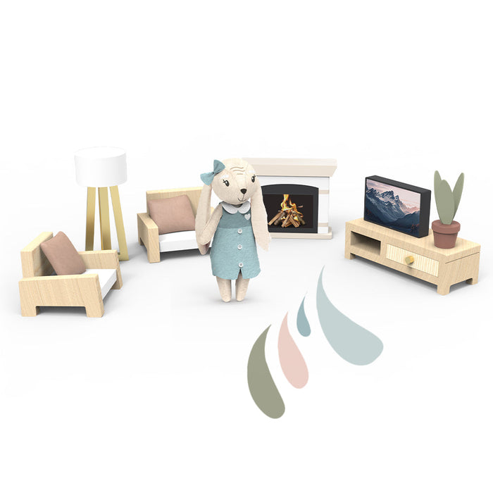 Doll House Living room set incl. 1 character - Babies in Bloom