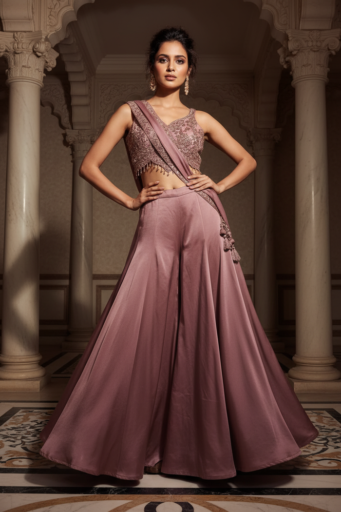Dusty Rose Sequin Palazzo Set