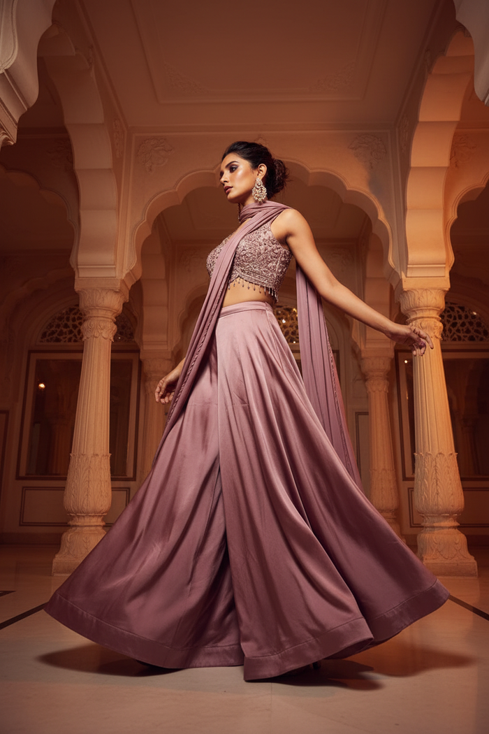 Dusty Rose Sequin Palazzo Set