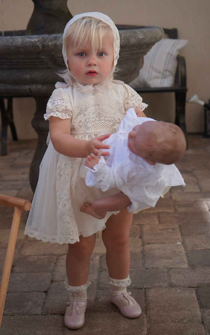 Edwarda Beige/Ivory Lace 3-pc Girl Set