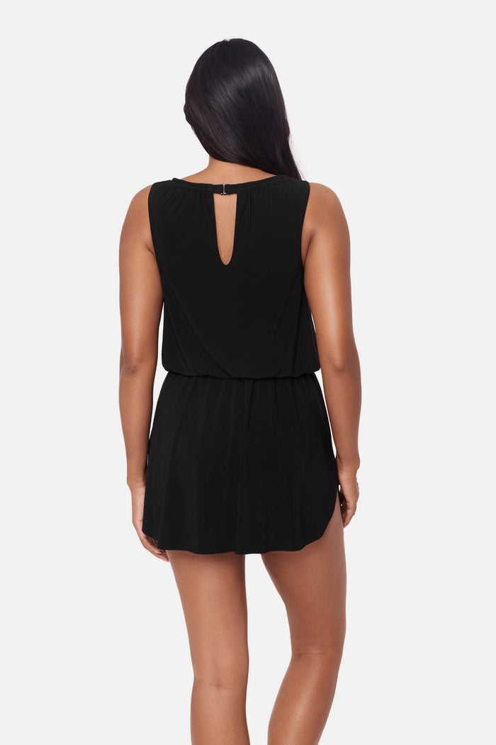 Back view of Effie One Piece Swim Dress in Black