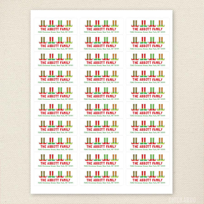 Elf Feet Christmas Address Labels