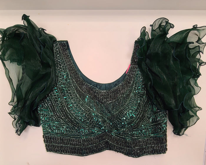 Emerald Ruffle Organza Lehenga Set
