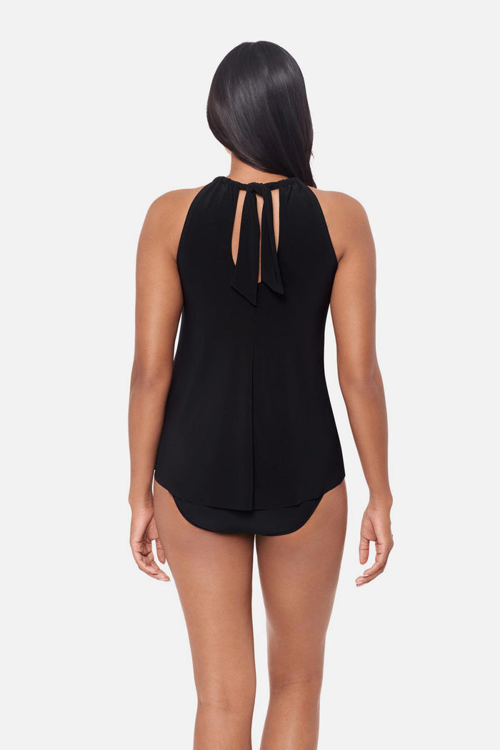 Back view of Esme Tankini Top in Black