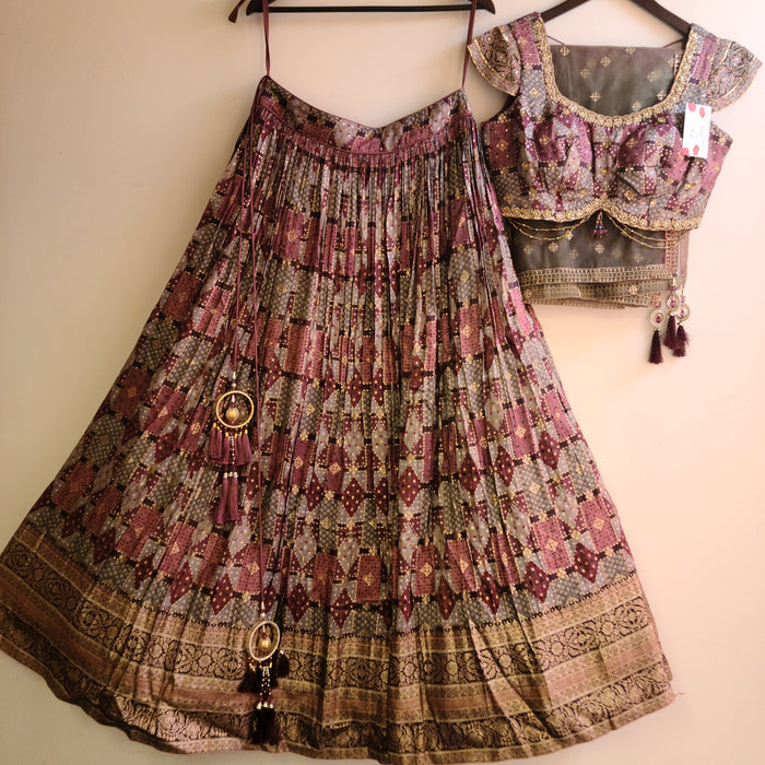 Fall printed georgette lehenga