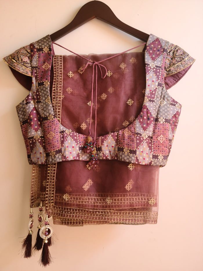 Fall printed georgette lehenga