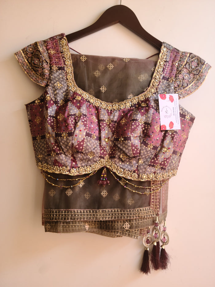 Fall printed georgette lehenga