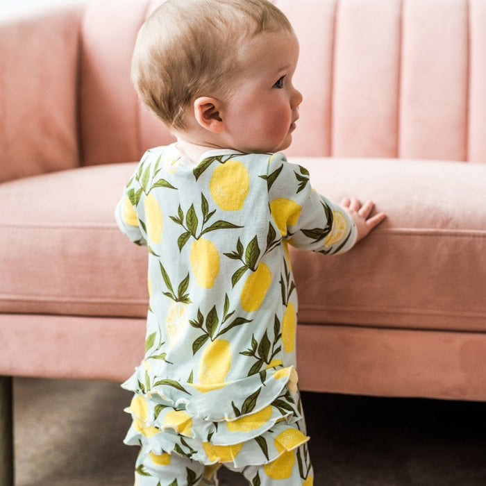 Firefly Bamboo Ruffle Zipper Footed Romper