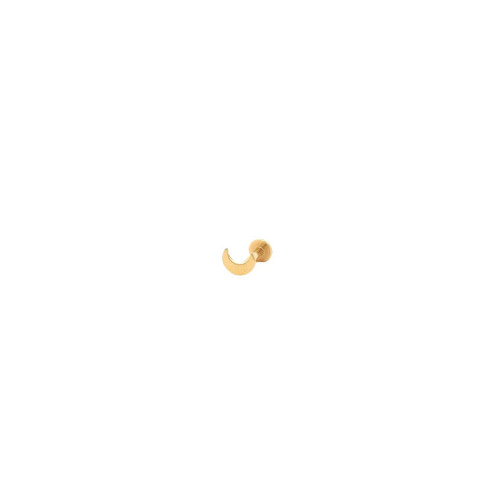 Flat Back Single Stud Crescent Moon | 14k Gold
