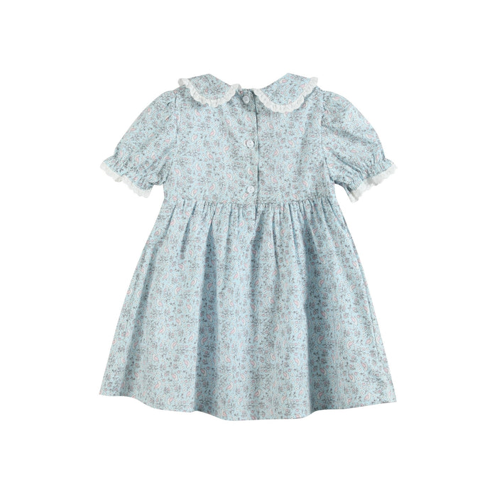 Floral Blue Dove Smocked Collared Dress - Lil Cactus
