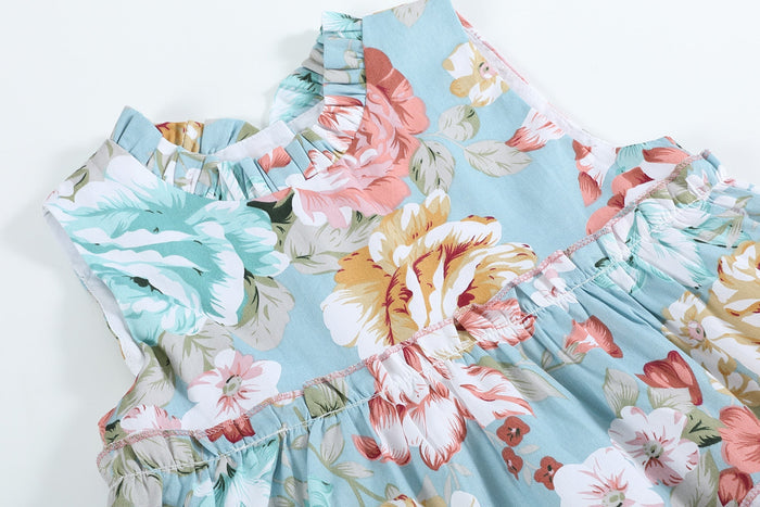 Floral Print Ruffle Tiered Dress - Lil Cactus