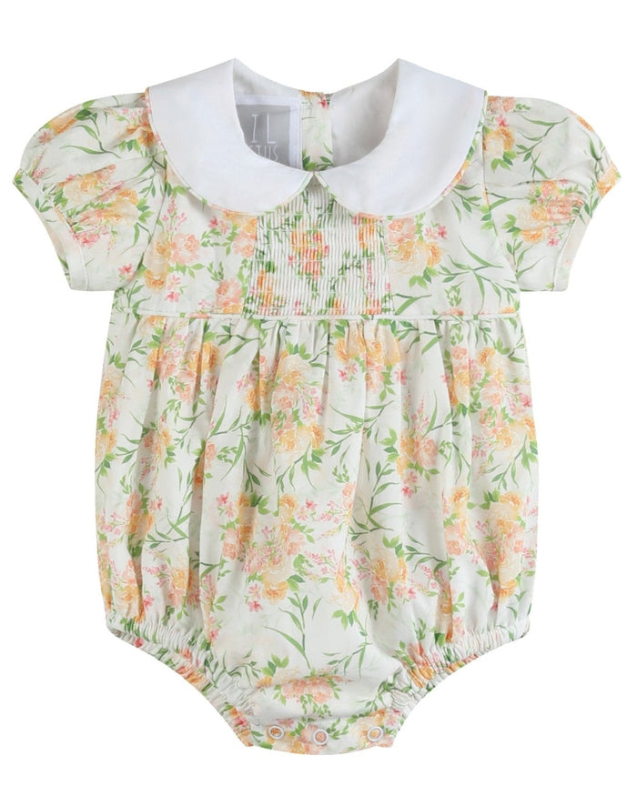 Floral Smocked Collared Bubble Romper - Lil Cactus