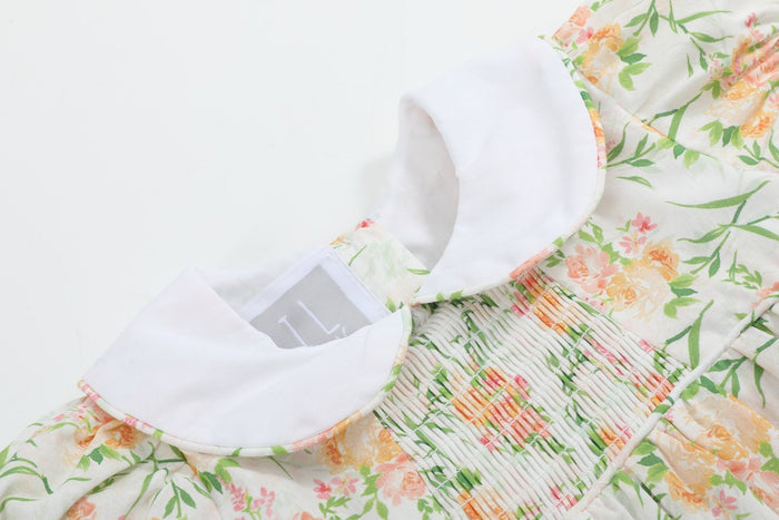 Floral Smocked Collared Bubble Romper - Lil Cactus