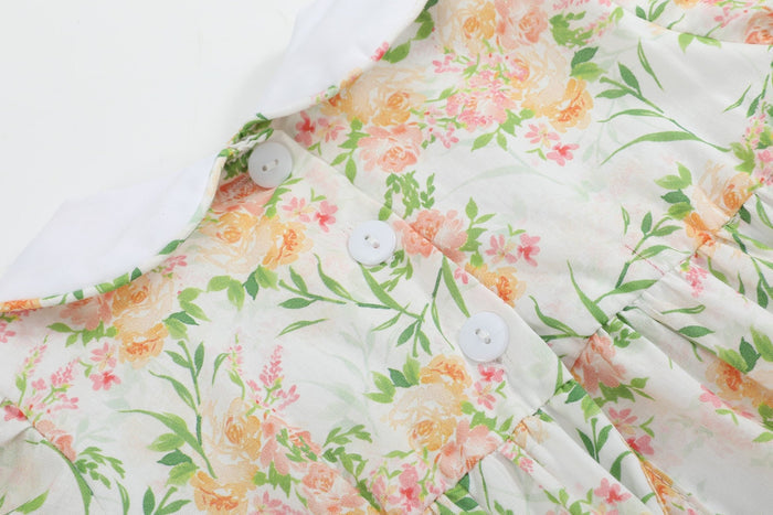 Floral Smocked Collared Bubble Romper - Lil Cactus