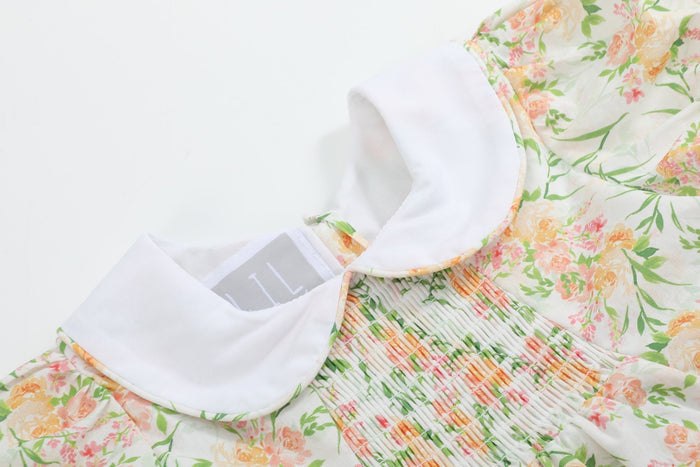 Floral Smocked Collared Dress - Lil Cactus