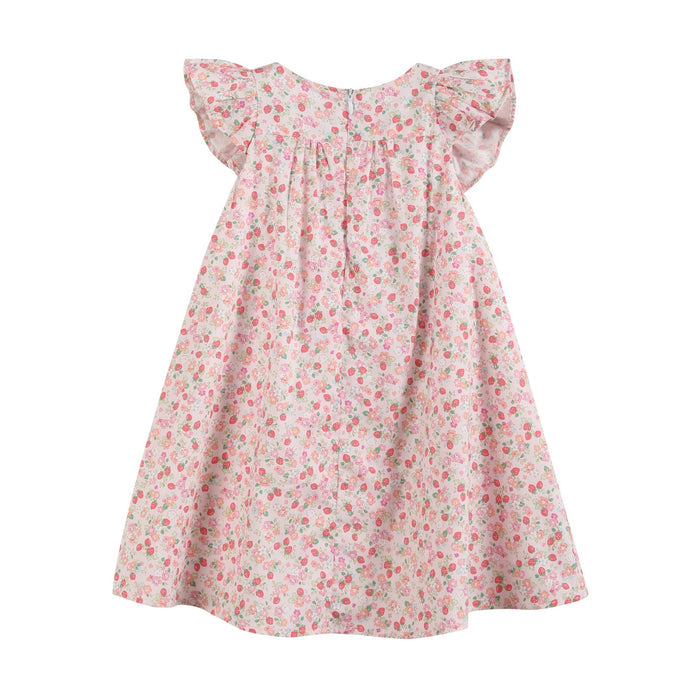 Floral Strawberry Smocked Flutter Dress - Lil Cactus