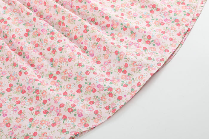 Floral Strawberry Smocked Flutter Dress - Lil Cactus
