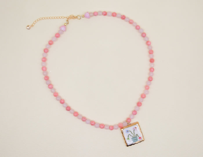 Flower Pot Portrait Necklace