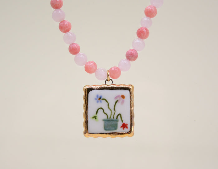 Flower Pot Portrait Necklace
