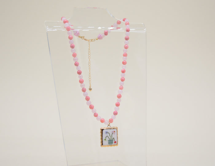 Flower Pot Portrait Necklace