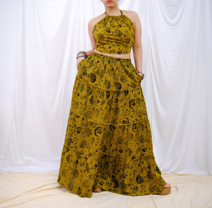Mustard / Set of Skirt and Top