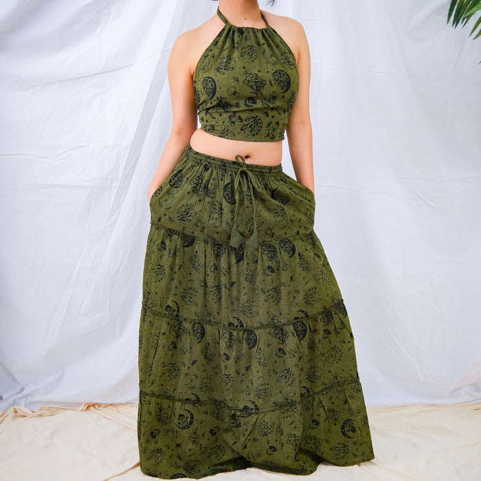 Green / Set of Skirt and Top