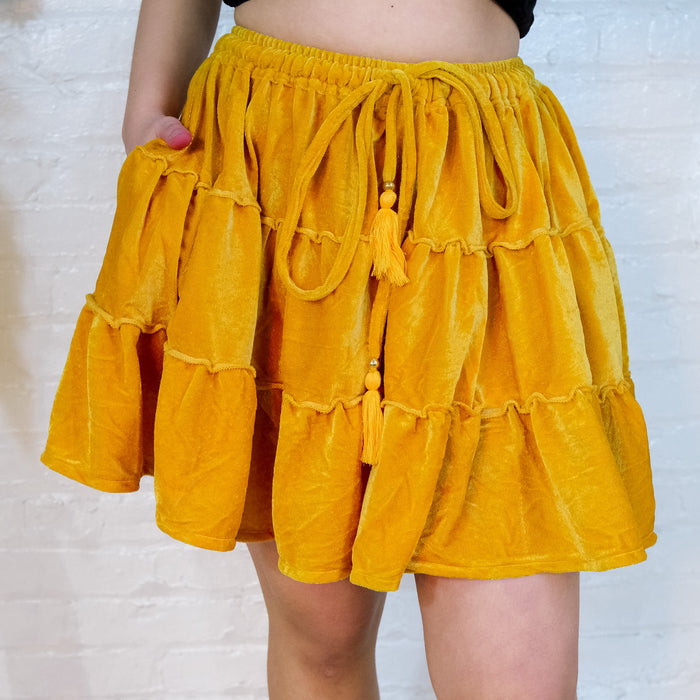 Flowy Velvet Mini Skort with Pockets