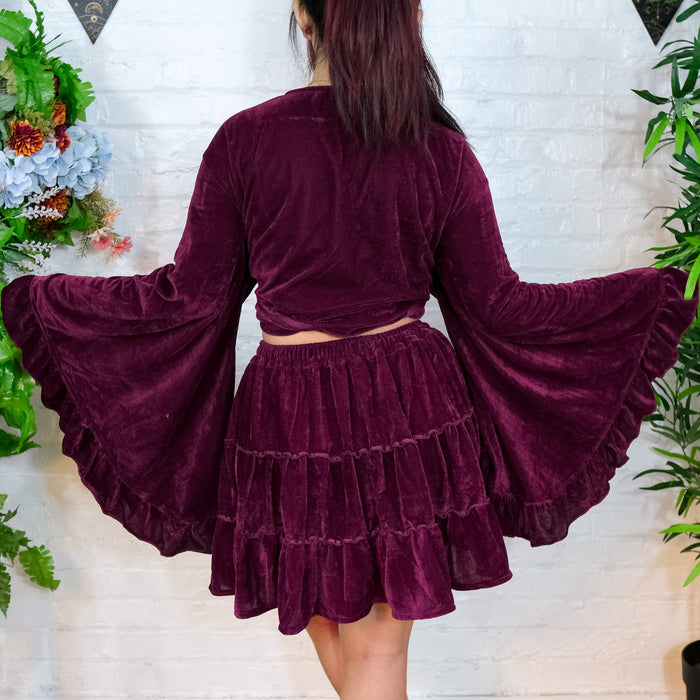 Flowy Velvet Mini Skort with Pockets